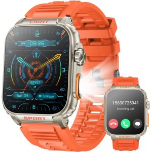 Montre Connectée Homme Avec Appel Bluetooth: 1.91" Militaire Smartwatch Avec Lampe De Poche Led Montre Fitness Homme 100 Modes Sportif Moniteur De Sommeil Podometre Montre Intelligent Pour Android Io - Neuf