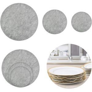 Kalanka-24 Pcs Protege Poele En Feutre Ronde Protège Casserole Diamètre 12/15/25cm Antidérapants Separateur Poele Et Casserole Facile À Nettoyer Pour Casseroles Bols Poêles Cuisine - Gris - Neuf