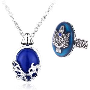 Kahfl-The Vampire Stefan Lot De 12 Bagues Chevalières Avec Blason De La Famille Katherine Saphir Et Autocollants,Zinc,Pas De Gemme - Neuf