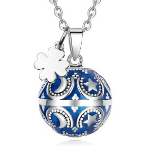 20 Mm Bola Grossesse Collier Bola Grossesse Trèfle Lune Et Etoile Pendentif Plaqué Argent Avec 2 Chaînes 76 114 Cm,Cadeau Grossesse - Neuf