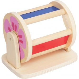 JGD-Montessori Tambour rotatif en bois pour nourrissons de 6 &agrave; 12 mois Rainbow Montessori Miroir de musique - Neuf
