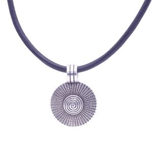 -Collier Femme Spirale Soleil Celtique Argent - Pendentif Homme Femme - Pendentif Tib&eacute;tain Argent Et Zamak - Pendentif Cuir Noir Et Amulette Porte Bonheur Spirale Protection - Neuf