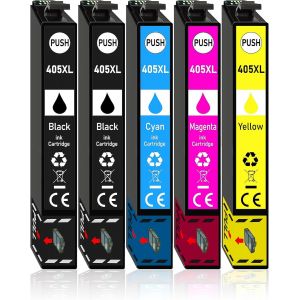 Lot de 5 cartouches compatibles avec Epson n° 405XL Workforce WF-7310 WF-7830 WF-7835 WF-7840 WF-7835 Workforce Pro WF-3820 WF-3825 WF-4820 WF-4825 WF-4830 - Neuf