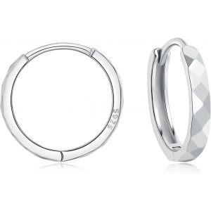 Kal-Créoles En Argent 925 Pour Femme Avec Zircone Blanche 5a - Boucles D'oreilles Créoles En Argent Sterling 925 Pour Femme Et Fille - Petit Cartilage De Dormeur Neutre Hypoallergénique - 13 À - Neuf