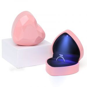 Coeur En Forme De Boîte D'anneau De Velours Titulaire De Bijoux De Poitrine Organisateur De Boucles D'oreilles Boîte¿Rose¿ - Neuf