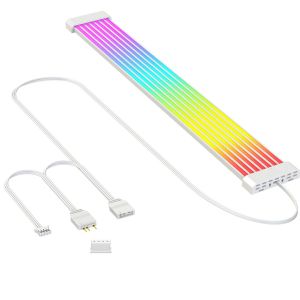 Jeu De Barres Lumineuses Pc Argb Pour Carte Mère Décorative 24 Broches/Ligne D'alimentation Gpu 8 Broches,Boîtier De Jeu. Bande Led Rvb 5 V 3 Broches Câble D'alimentation Synchronisé - Neuf