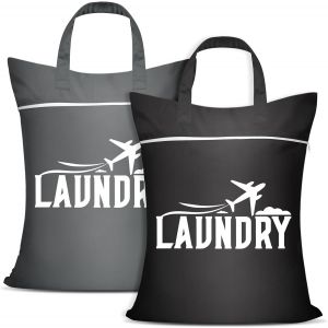 MDY-Lot de 2 grands sacs à linge de voyage imperméables avec poignée - Lavables - Pour les voyages - Pour vêtements humides et secs - Pour salle de sport, vêtements humides, piscine, université, dort - Neuf