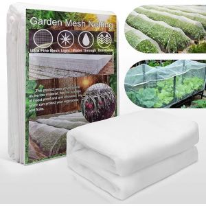 Filet de jardin, bâche de protection pour plantes 250 cm x 1 000 cm, protection pour plantes, fleurs, serre, respirant, réutilisable, antiparasitaire, oiseaux et animaux (blanc) - Neuf