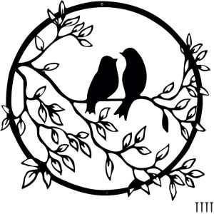 Décoration Murale en métal Oiseau sur Branche d'arbre, Silhouette Murale d'oiseaux en Fer Noir, Art Mural Suspendu en métal pour Jardin intérieur et extérieur - Neuf