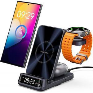 Induction Charger For Samsung, Wireless Charger For Galaxy S25 Ultra/S25+/S25/S24 Ultra/Z Fold7/Z Flip7/S23, Galaxy Watch 8 Classic/8/7/Ultra/6/6 Classic/5/4, Galaxy Buds3 Pro, 708s - Neuf
