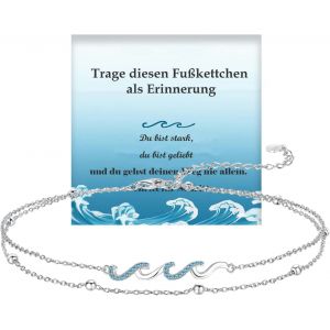 Bracelet De Cheville Pour Femme - Cha&icirc;ne De Cheville Pour Femme - Cha&icirc;ne De Cheville En Argent 925 - Cadeau Motivant Pour La Plage - Cadeau Pour Femme,22cm-26cm,Argent Sterling,Oxyde De - Neuf