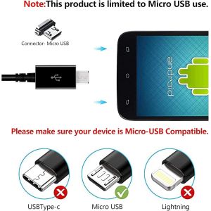 2-Pack Usb Chargeur M&acirc;le, Chargeur Rapide Alimentation Avec 1,5M Micro C&acirc;ble Usb Pour Samsung Galaxy S7 S6 Edge S5 S4 S3 S2 A03 A7 A9 A10 J8 J7 J6 J5 J3, Tab 4, Tab S2, Android Smartphone - Neuf
