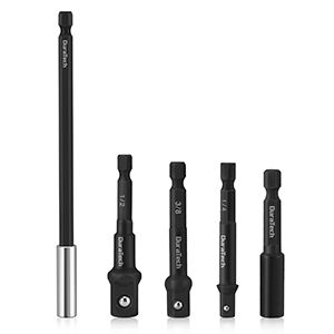 Adaptateurs Porte Douille 5 Pieces, DURATECH, Entrainement 1/4, 3/8, 1/2 Socket Adaptateur, Barres d'Extension pour Perceuse Visseuse et Tournevis Porte-embout - Neuf