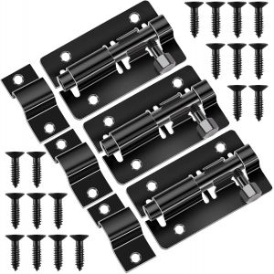 (Noir, 3pcs (3"") 71mm ) De Verrouillage De Porte Boulons Lourds Boulons De Sécurité Baril Diapositive Hasp Loquet De Verrouillage De Porte En Acier Inoxydable Ja - Neuf