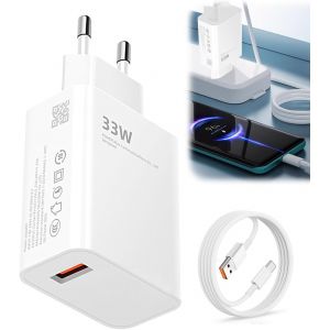 33w Chargeur Rapide Usb Pour Xiaomi Redmi Note 14 Pro 14t Pro/14 Ultra/13t Pro/12t Pro/Poco X7 Pro/X6/Poco F6 Pro/F6/X4/Blackshark Transfert Rapide Avec 6a Câble Usb-C 2m Chargeur Turbo Pour Xiaomi - Neuf