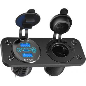 JGD-Panneau de commutateur de Chargeur de Voiture, 12V-24 Doubles Ports USB QC3.0 + Port PD+ Panneau &agrave; Bascule Interrupteur Marche/arr&ecirc;t (A) - Neuf