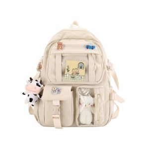 Sac à dos multi-poches élégant et imperméable pour l'école, l'université, les voyages et la randonnée - Kaki - Neuf