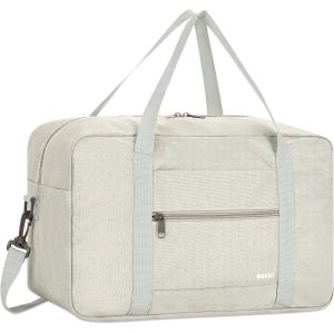 nzqaf-Petit Sac Cabine Pliable 40x20x25 pour Ryanair Sac de Voyage Compact sous Le siège, résistant à l'eau Bagage à Main Polyvalent, Hommes et Femmes (Denim Beige 20L avec bandoulière) - Neuf