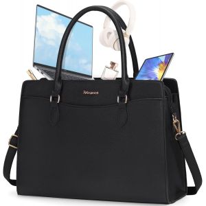 Senior-Sac Cabas Femme Sac A Main Grande Capacité Sac Ordinateur Femmes 15.6 Pouces Pu Cuir De Cours Lycee Imperméable Pour Travail Affaires Noir[L213] - Neuf