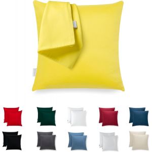 Cauc-Housse Coussin 50x50 Microfibre Premium Lot De 2 Taie D'oreiller Pour Coussins Canap&eacute;/Lit Tissu Super Doux Resistant Et Lavable Hypoallerg&eacute;nique Anti-Acariens Avec Fermeture &Eacute;clair Invisible - Neuf