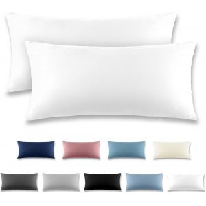 Cauc-Taie Oreiller 40x80 Blanc - Lot De 2 Taies D'oreillers 40 X 80 Carr&eacute; En Microfibre Bross&eacute;e, Housse Oreiller Coussin Oreiller Avec Fermeture &Eacute;clair - Neuf