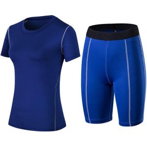 2pcs Vêtements De Sport Pour Femmes Top +Short, Stretch-Fit Pour Yoga Et Gymnastique Vêtements De Yoga Costumes Gym Running À Séchage Rapide Costumes Sportifs Pour Dames Vêtements De Sport - Neuf