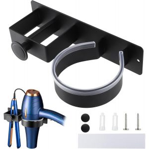 KALANKA-Support Seche Cheveux, Porte Seche Cheveux Mural sans Percage, Porte Seche Cheveux et lisseur, Autocollant Support Cheveux Porte Seche pour Salon de Coiffure de Salle de Bain - Neuf