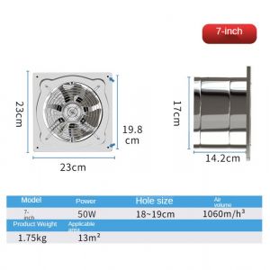 Extracteur En Ligne,Tuyau De Ventilation,Salle De Bains,Cuisine,Fen&ecirc;tre Murale,Ventilateur De Grenier En Acier Inoxydable - Type 7inch #A - Neuf