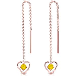 Kal-&reg; Boucles D'oreilles Pendantes &Agrave; Cha&icirc;ne En Argent Fin 925 Plaqu&eacute; Or Rose - Coeur Avec Mini 3 Mm Cristaux De Swarovski&reg; Elements Ronds - Choix De Diff&eacute;rentes Couleurs - Neuf