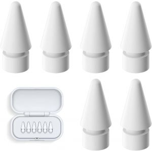 ERYI-6 Pièces Pointes De Rechange Pour Apple Pencil, Avec Boîte De Rangement, Embout Apple Pencil De Rechange, Rechange Compatible Avec Apple Pencil 1Ere Generation/Apple Pencil 2E Génération - Neuf