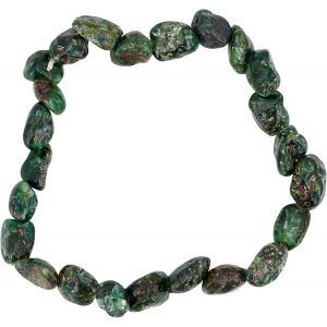 Kalsw-Taddart Minerals-Bracelet Pépites Vertes En Pierre Précieuse Naturelle Seraphinite Monté Sur Fil De Nylon Élastique-Fait Main,18 Cm,Caoutchouc - Neuf