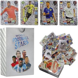 Chenquansarl-Lot De 55 Cartes Star De La Coupe Du Monde - Cartes De Football - Uefa Champions League - Cartes &Agrave; Collectionner Pour Enfants - Pour Les Fans, Les Enfants, Les Adolescents (Argent) - Neuf