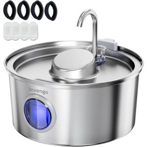 Meowflow B40p Fontaine &Agrave; Eau Pour Chat 3,2l En Acier Inoxydable, 2 Modes D&iquest;&Eacute;coulement, C&ocirc;t&eacute;s Anti-&Eacute;claboussures, 4 Filtres De Rechange Inclus &iquest; Convient Aux Chats Et Petits Chiens - Neuf