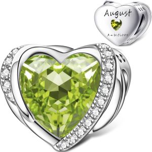 Argent Sterling 925 Charme De La Pierre De Naissance Janvier - D&eacute;cembre Anniversaire Charmes, Cadeau D'anniversaire Compatible Avec Les Femmes Bracelet Collier - Neuf