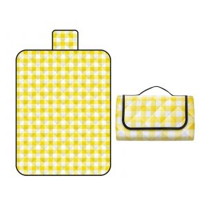 Tapis de pique-nique pliable jaune 150x200cm r&eacute;sistant &agrave; l'eau pour 4 &agrave; 6 personnes - Neuf