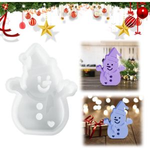 Moules En Silicone - Moule &Agrave; Couler Soi-M&ecirc;me - Bougeoir - Moule En Silicone De No&euml;l - Moules En Pl&acirc;tre Pour Couler - Moule En Silicone - Bougeoir En R&eacute;sine &Eacute;poxy (Bonhomme De Neige De No&euml;l) - Neuf