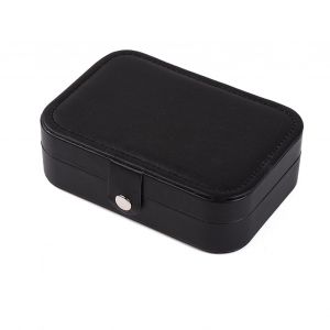 Boite a bijoux etanche en cuir PU, grande capacite, simple et compacte, organiseur de bureau pour boucles d'oreilles et bijoux, noir - Neuf