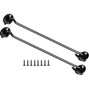 ChenQuanSarl-2Pcs 12 Inch Crochets De Porte De Grange, Crochets De Cabine Et Loquet À ?illet, Crochet Porte, Fermoir À Crochet Et ?illet, Loquet Porte Exterieur, Crochet Fermeture Porte - Neuf