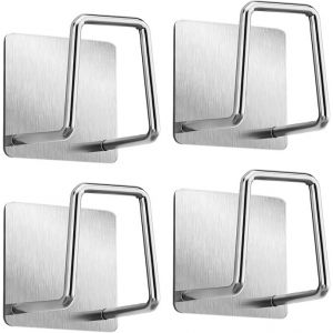 Éponge - Support en Acier Inoxydable 304 Éponge à Vaisselle Crochet Adhésif - Évier Accessoires - Adhésif Crochet, la Cuisine et la Salle de Stockage (PACK de 4, d'Argent). - Neuf