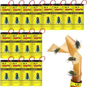 ChenQuanSarl-16 Pièces Piège À Mouches, Ruban Attrape Mouche Papier Rouleaux Collants Tue Mouche À Fruits, Rouleaux De Papier Tue-Mouche Non Toxique Pour Moustiques Pucerons Insectes Volants - Neuf