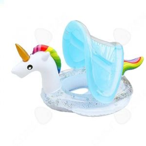 C Anneau de natation 70 x 75cm bou&eacute;e de natation avec parasol amovible flotteur de piscine pour plage pour gar&ccedil;ons filles 1-6 ans - Neuf