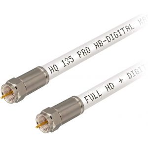 C&acirc;ble d'antenne HDTV SAT 4 voies blind&eacute; max. 135 dB C&acirc;ble de raccordement en cuivre et acier RG6 avec connecteurs de compression nickel&eacute;s C&acirc;ble coaxial 1080p Full HD 3D Ultra 4K F Blanc 2m - Neuf