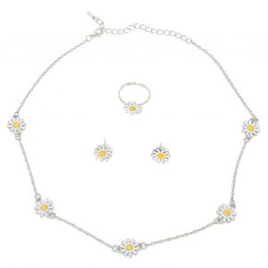 Ensemble De Bijoux Tendance Et Portable Pour Femmes, Colliers, Boucles D'oreilles Et Bagues En Forme De Marguerite - Neuf