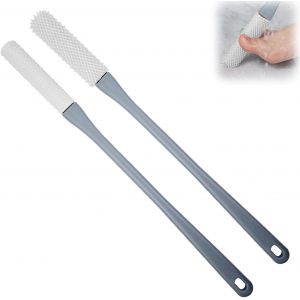 Lot De 2 Brosses De Lavage Des Pieds En Silicone Avec Manche Réglable-Brosse Pour La Douche-Deux Tailles-Nettoyeur D'orteils Avec Long Manche-Rose - Neuf