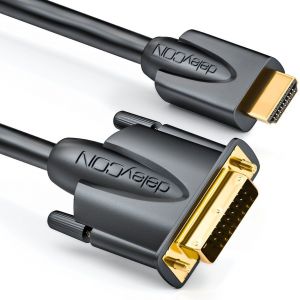 2M Câble Hdmi Vers Dvi - Connecteur Hdmi À Prise Dvi 24+1 - Hdtv 1080P Full Hd 1920X1080 - Contacts Plaqués Or - Tv Beamer Pc - Noir - Neuf