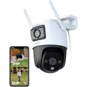 4K(5Mp+3Mp) Cam&eacute;ra Surveillance Wifi Ext&eacute;rieure &Agrave; Double Objectif,360&deg; Cam&eacute;ra Ip Exterieur Wifi,Ai D&eacute;tection Humaine/V&eacute;hicule,Suivi Automatique,Vision Nocturne Couleur 30M,&Eacute;tanche Ip66,Sir&egrave;ne - Neuf