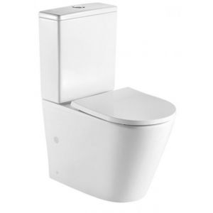 Ensemble Cuvette WC sans bride Rimless &agrave; poser ZINA - avec abattant et r&eacute;servoir-Blanc-Blanc-36-- - Neuf