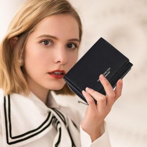 CAUC-Mini portefeuille en cuir pour femme,Petit portefeuille pour femme,Grande capacit&eacute;,Plusieurs compartiments,Grand format, Noir , 10.5*8.5*4cm, Minimaliste - Neuf