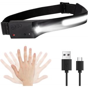 Jgd-&reg; Lampe Frontale Led Rechargeable, Faisceau Large Cob Et Projecteur, Phare &Eacute;tanche &Agrave; 5 Modes Avec Capteur De Mouvement Pour La Course De Nuit, Le Cyclisme En Plein Air - Neuf