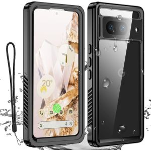 LORANKA-pour Google Pixel 8 - Coque &eacute;tanche transparente avec protecteur d'&eacute;cran int&eacute;gr&eacute;, r&eacute;sistante &agrave; la neige, &agrave; la poussi&egrave;re et aux chocs, certifi&eacute;e IP68 [V&eacute;ritable 360] Protection compl&egrave;te du cor - Neuf